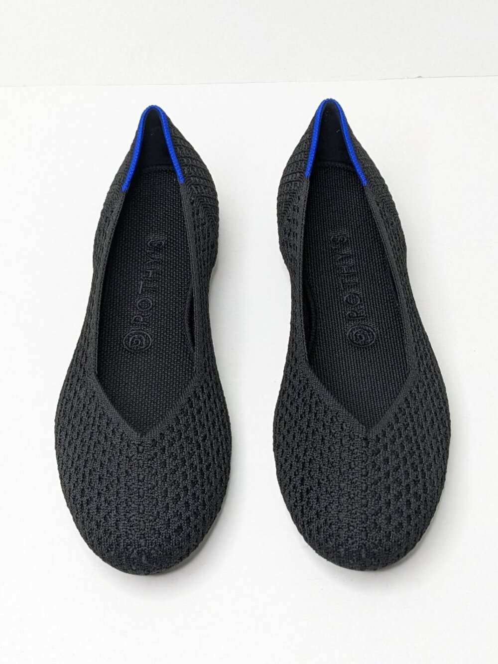 Rothy's The Flat Round Toe Slip-On Ballet Flats Black Knit Womens 9